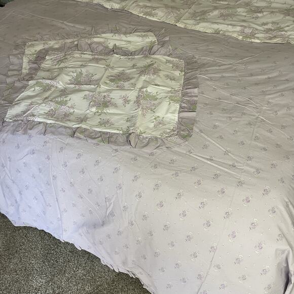 Simply Shabby Chic Duvet Cover Shams Full/Queen Lavender Floral Reversible 50x70 - Picture 2 of 10